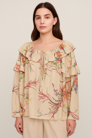 Floral Beige Blouse