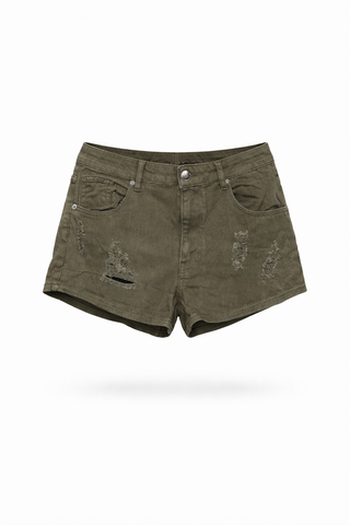 Olive Distressed Shorts