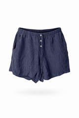 Crinkle Button-Front Shorts