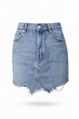 Asymmetric Raw Hem Denim Skirt
