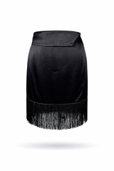 Satin Fringe Midi Skirt