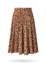 Leopard Pleated Midi Skirt