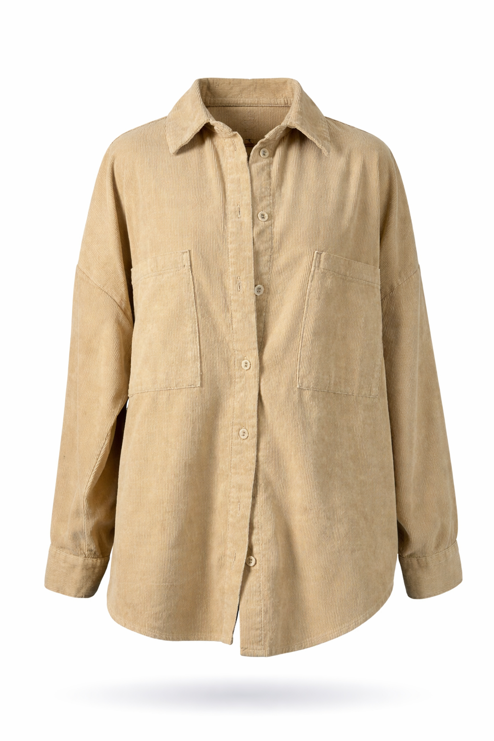 Light Camel Corduroy Button-Up