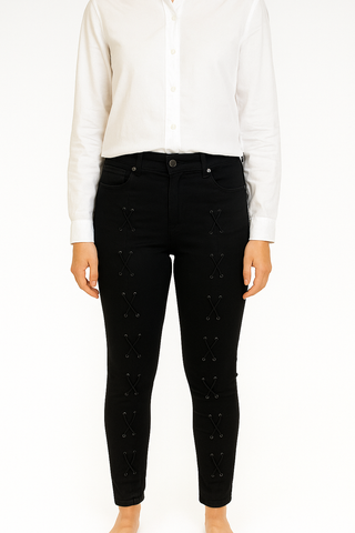Criss-Cross Skinny Jeans