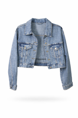 Ripped Cropped Denim Jacket