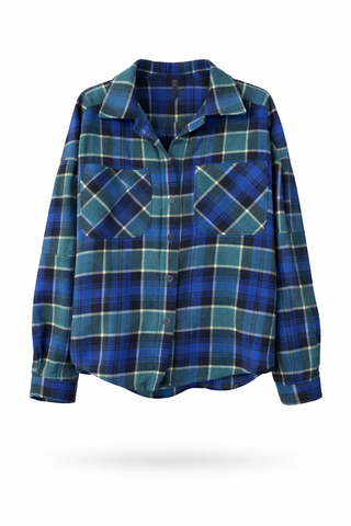 Oversized Blue Green Checkered Shirt