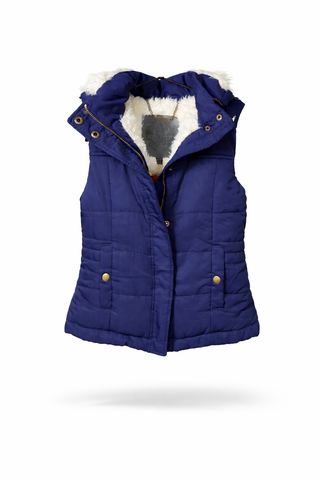 Navy Fur Hooded Vest