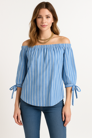 Off-shoulder striped top