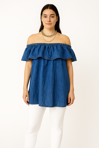 Denim Off Shoulder Blouse