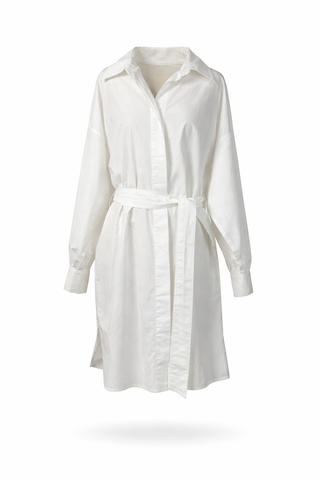 Belted Collared Button-Up Dress