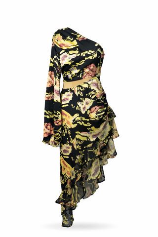 Side Cut Ruffle Dress