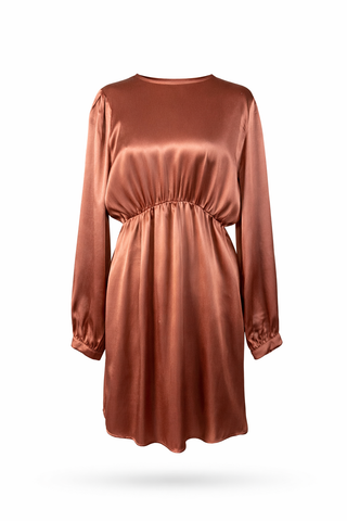 Gathered Satin Dress