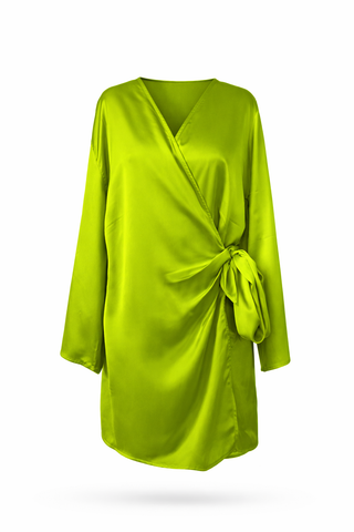 Lime Wrap Mini Dress