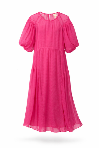 Puffy Sleeves Sheer Dress