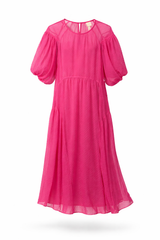 Puffy Sleeves Sheer Dress