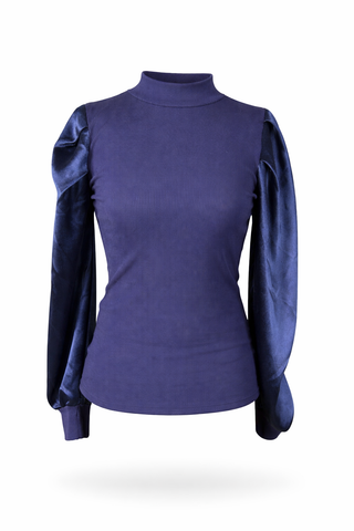 Puffy Sleeves Contrast Cottontop
