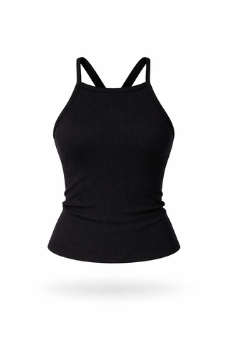 Ribbed Cross-Back Tank Top