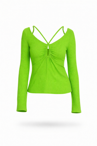 Lime Strappy Knit Top