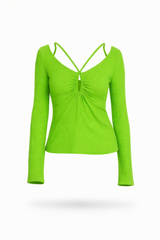 Lime Strappy Knit Top
