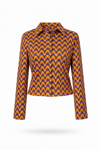 Retro Zigzag Button-Up