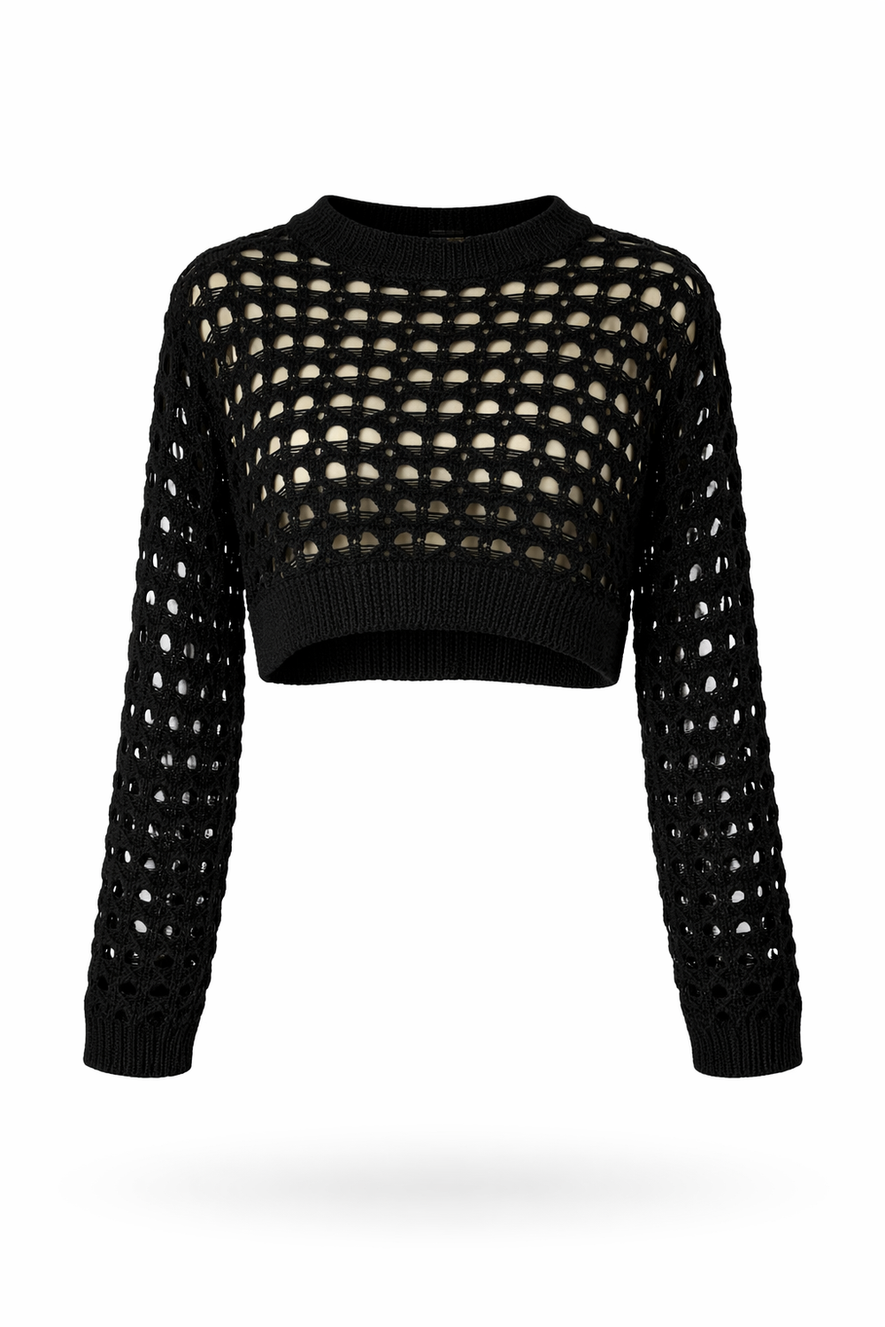 Cropped Open-Knit Sweater