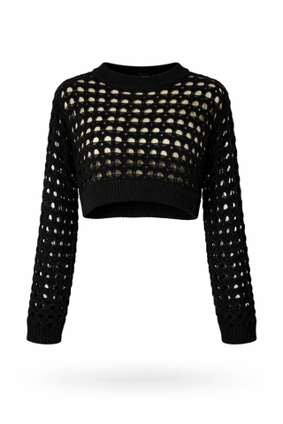 Cropped Open-Knit Sweater