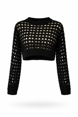 Cropped Open-Knit Sweater
