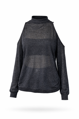 Midnight Sheer Cold Shoulder Blouse