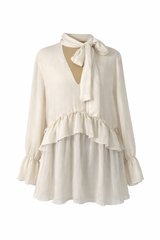 Chic Ruffle Tie-Neck Blouse