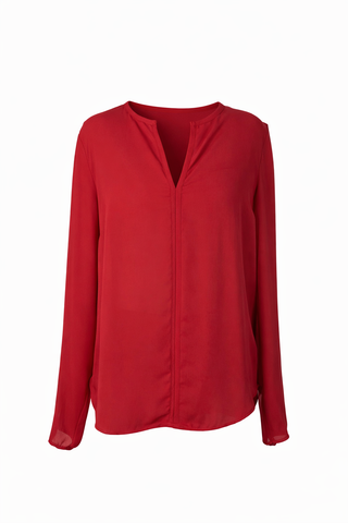 Bold Red V-Neck Blouse