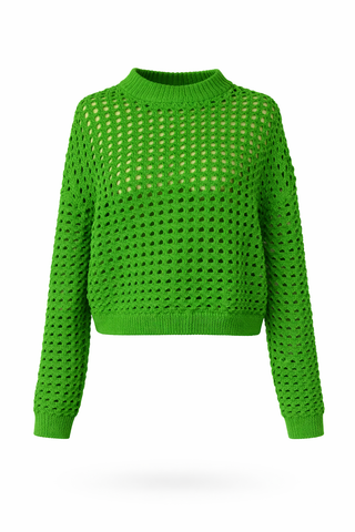 Open-Knit Cropped Sweater