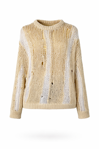 Sand-Wave Knit Slouchy Sweater