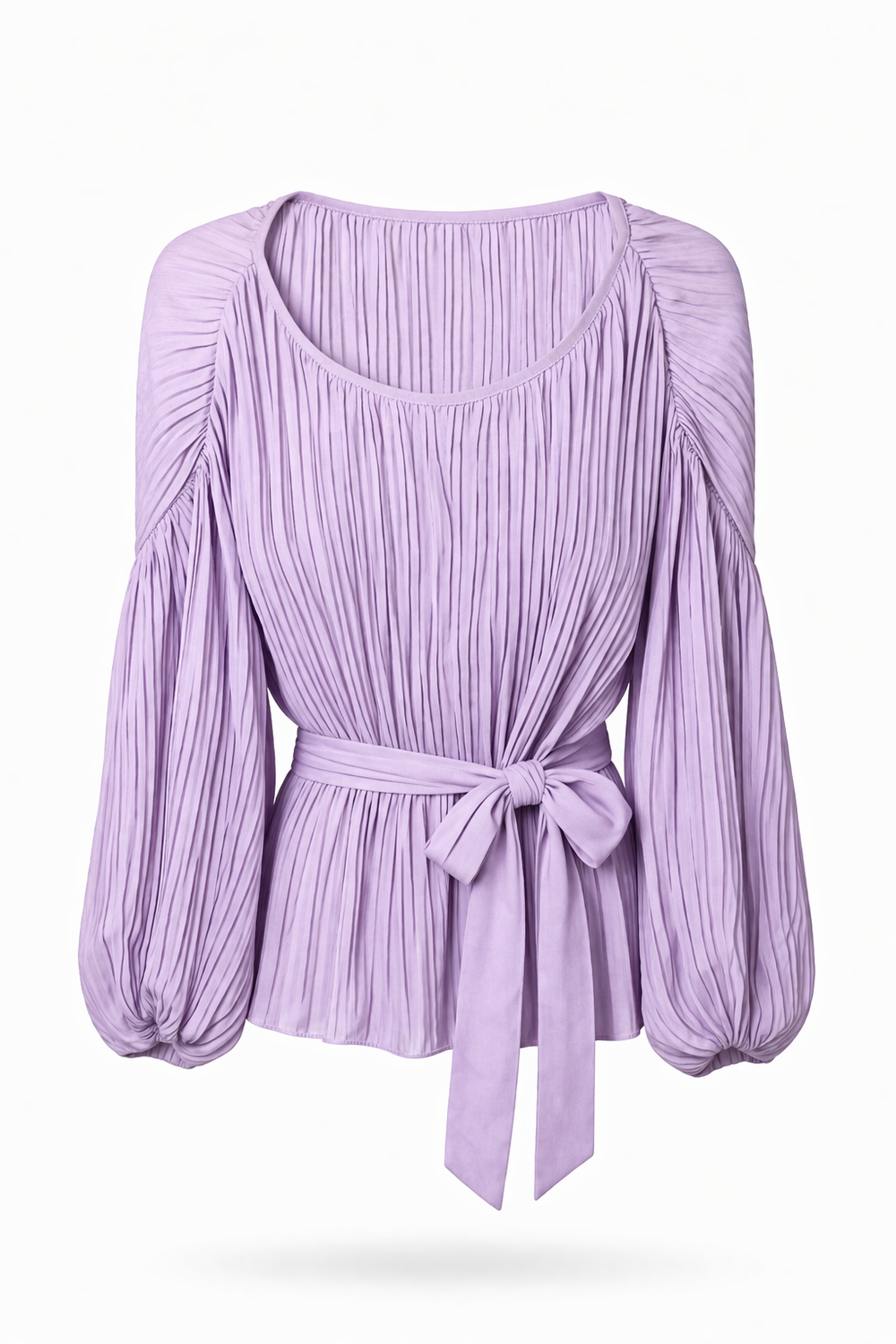Lilac Pleated Blouse with Belt