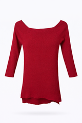 Wide-Neck Off-the-shoulder Red Blouse