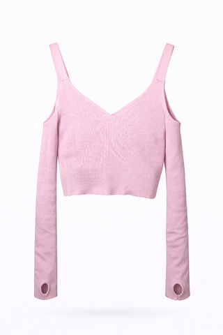 Rose Off-Shoulder Knit Croptop