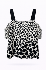 B&W Hearts Off-Shoulder Top