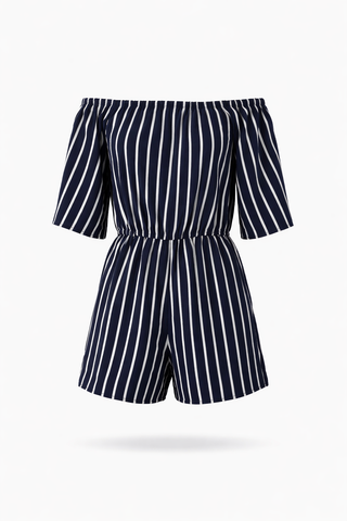 Navy Striped Romper