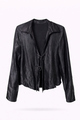 Satin Tie Black Blouse
