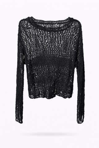Black Net Knit Blousetop