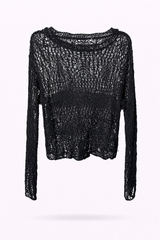 Black Net Knit Blousetop