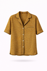 Golden Geo Satin Button-Up