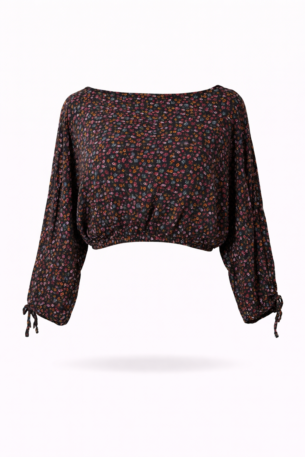 Floral Elastic Off-shoulder Blouse