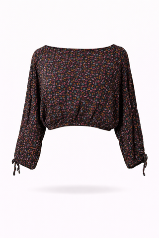 Floral Elastic Off-shoulder Blouse