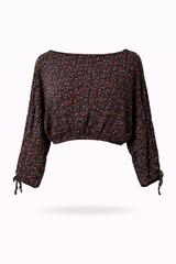 Floral Elastic Off-shoulder Blouse