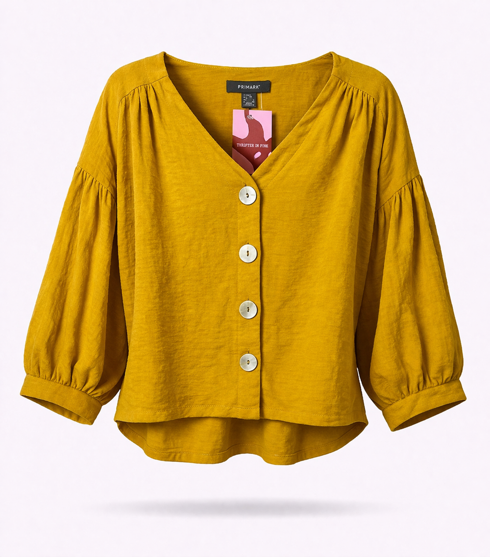 Mustard Button-Up Blouse