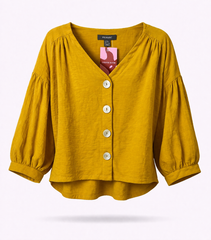 Mustard Button-Up Blouse
