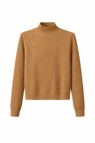 Caramel Ribbed Turtleneck Knit