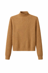 Caramel Ribbed Turtleneck Knit