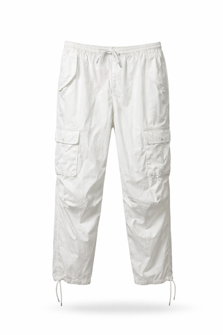 White Cargo Drawstring Pants