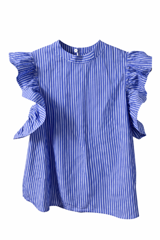 Pinstripe Ruffle Blouse